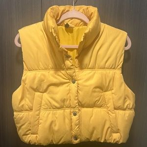 H&M yellow cropped puffer vest